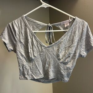 Sincerly Jules Gray Wrap Crop Top